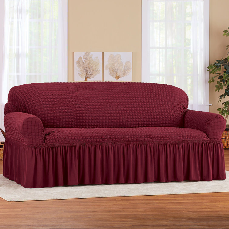 Ruffled best sale sofa slipcover